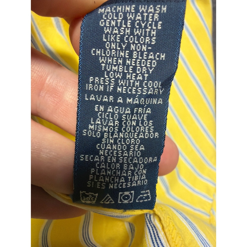 Ralph Lauren Jeans Co Mens XL Yellow Blue Striped Long Sleeve Button Down Shirt - Picture 8 of 12